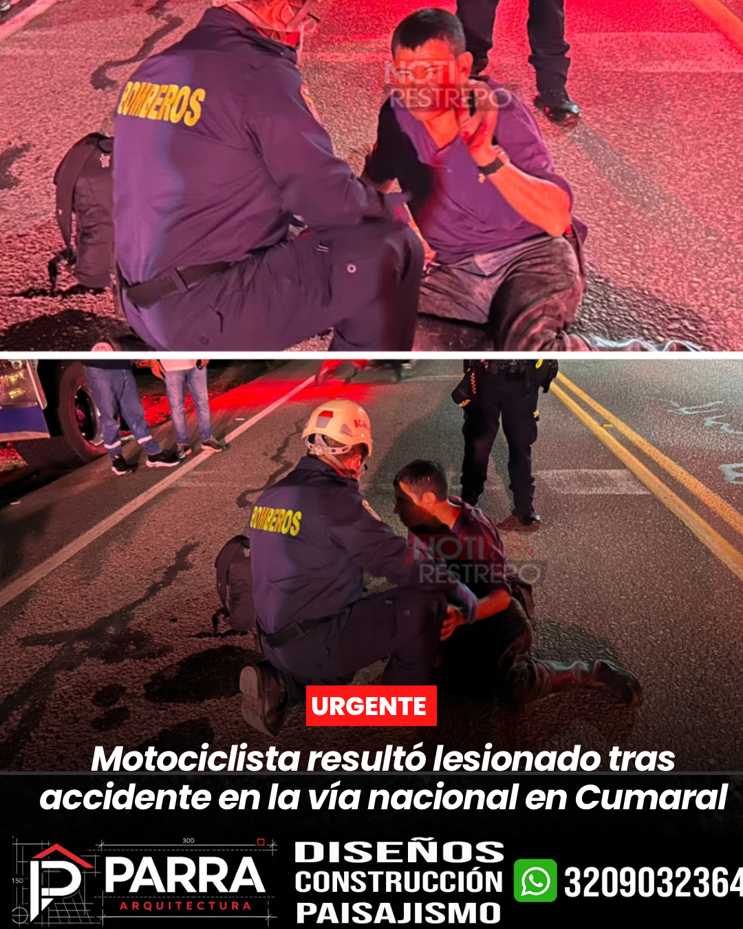 Motociclista resultó lesionado tras accidente en la vía nacional en Cumaral