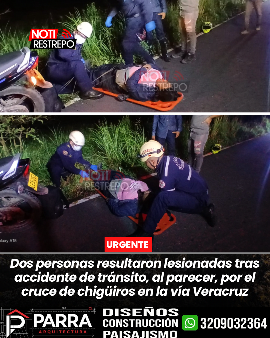 Dos personas resultaron lesionadas tras accidente de tránsito, al parecer, por el cruce de chigüiros en la vía Veracruz