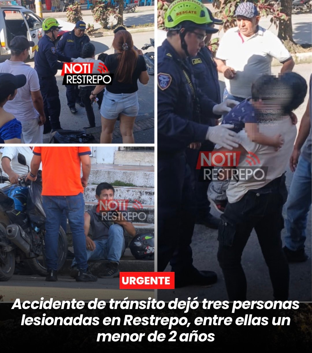 Mujer, un menor de 2 años y un motociclista resultaron lesionados en accidente de tránsito en Restrepo